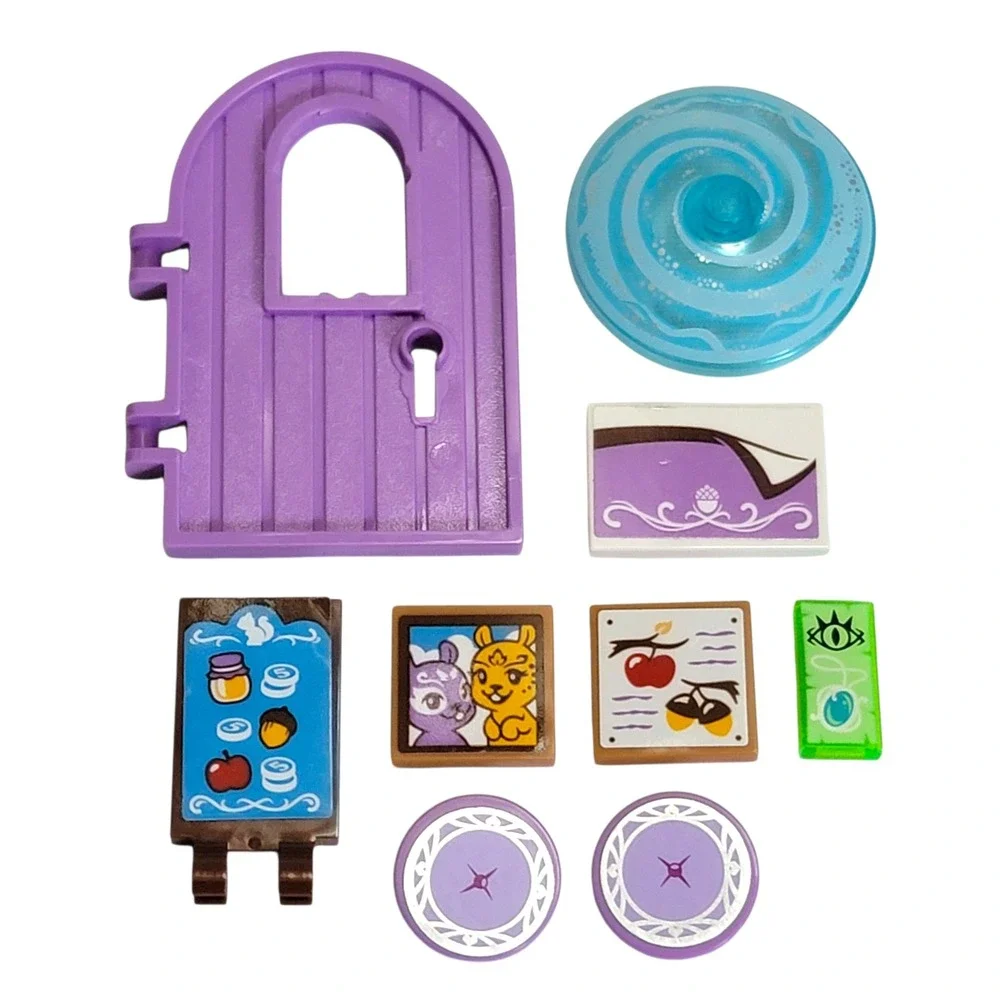 LEGO Elves Lot 9 Pc Purple Door Blue Portal Decorated Tiles Forest Elements